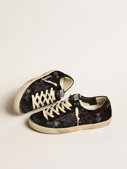 Men’s Super-Star in black velvet and suede with black suede star | Golden Goose