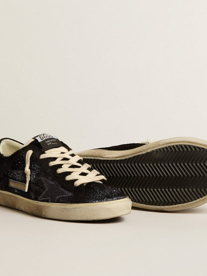 Men’s Super-Star in black velvet and suede with black suede star | Golden Goose