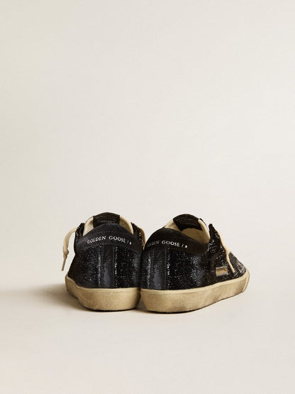 Men’s Super-Star in black velvet and suede with black suede star | Golden Goose