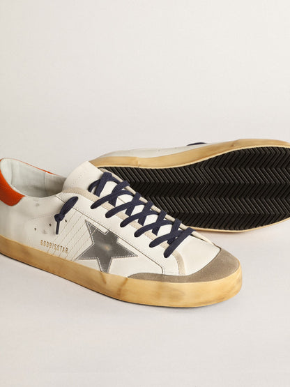 Super-Star Penstar with silver star and orange heel tab | Golden Goose