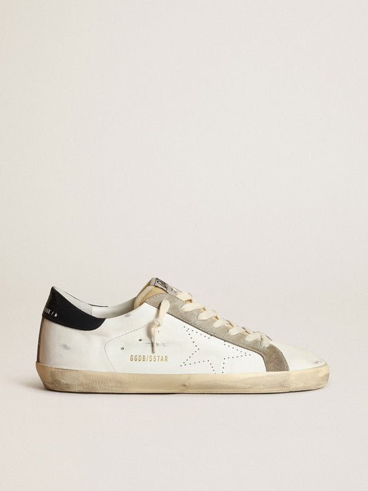 Men's Super-Star with perforated star and blue heel tab | Golden Goose