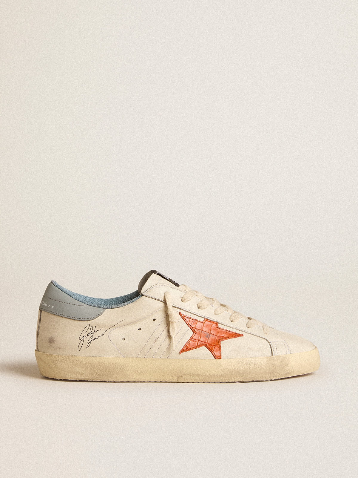 Men's Super-Star with crocodile-print star and silver-blue heel tab | Golden Goose