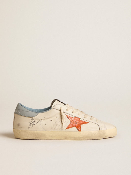 Men's Super-Star with crocodile-print star and silver-blue heel tab | Golden Goose