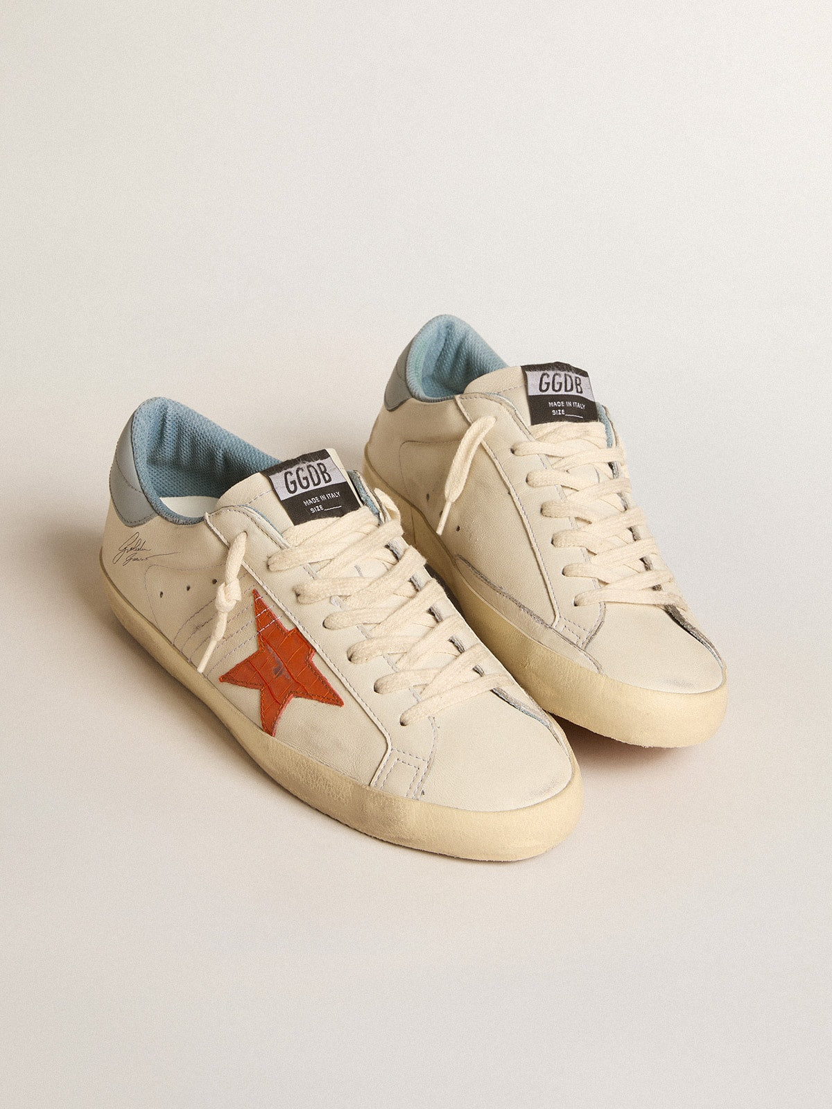 Men's Super-Star with crocodile-print star and silver-blue heel tab | Golden Goose