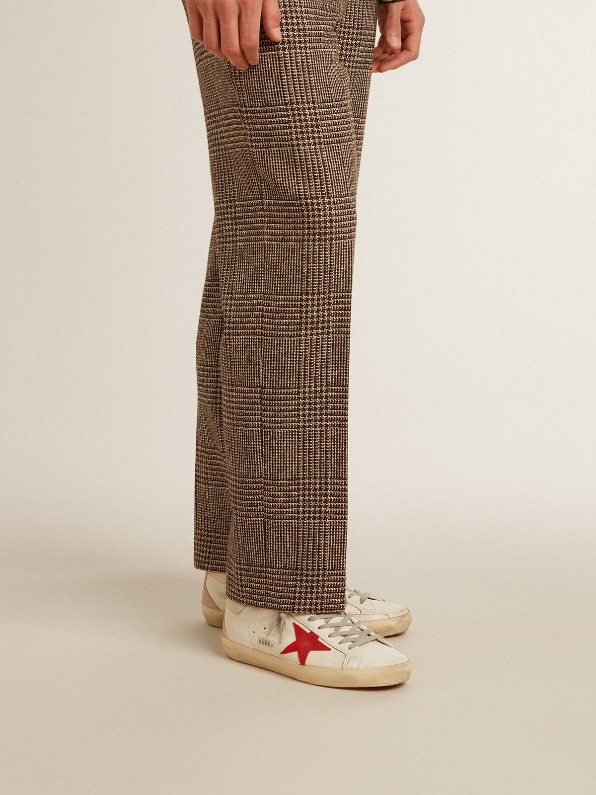 Men's Super-Star in nappa with red star and cream leather heel tab | Golden Goose