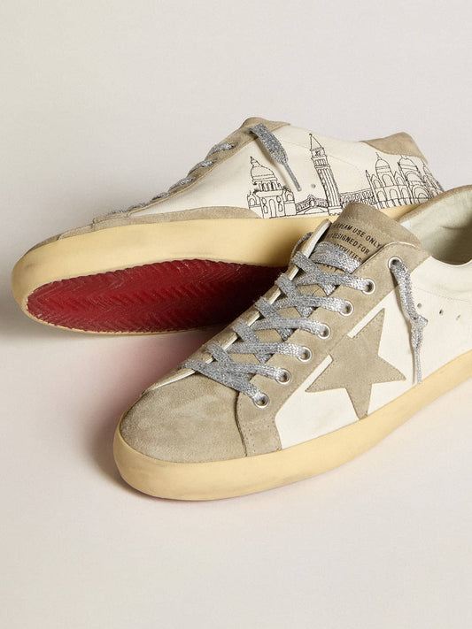 Men’s Super-Star in nappa with ice-gray suede star and black embroidery | Golden Goose