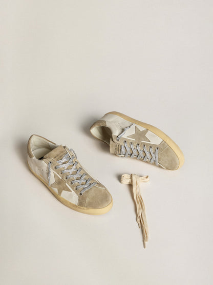 Men’s Super-Star in nappa with ice-gray suede star and black embroidery | Golden Goose