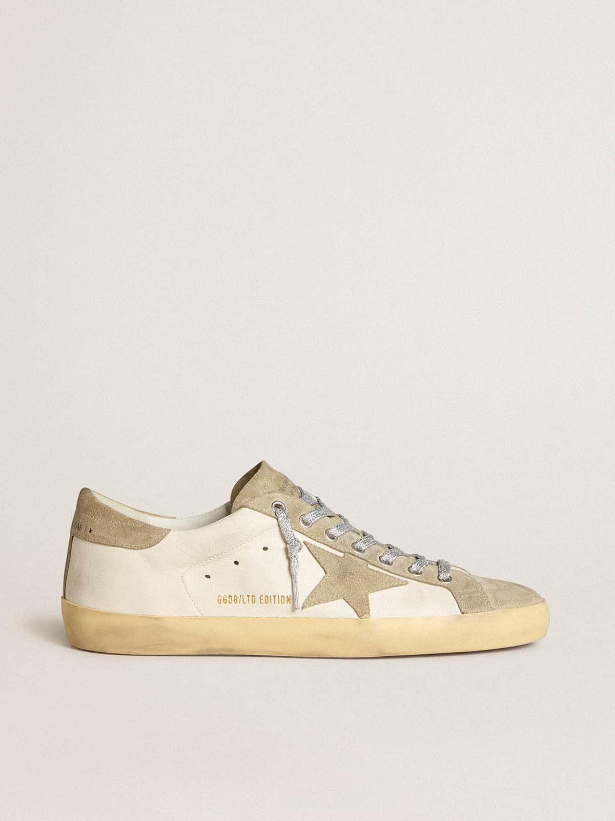 Men’s Super-Star in nappa with ice-gray suede star and black embroidery | Golden Goose