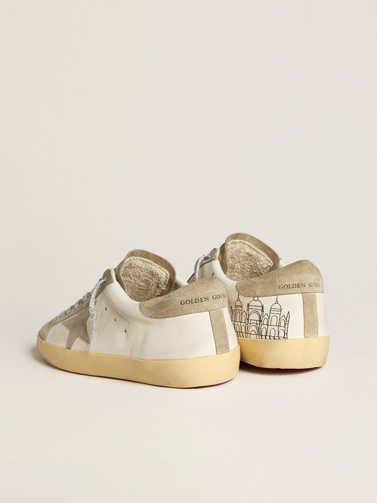 Men’s Super-Star in nappa with ice-gray suede star and black embroidery | Golden Goose