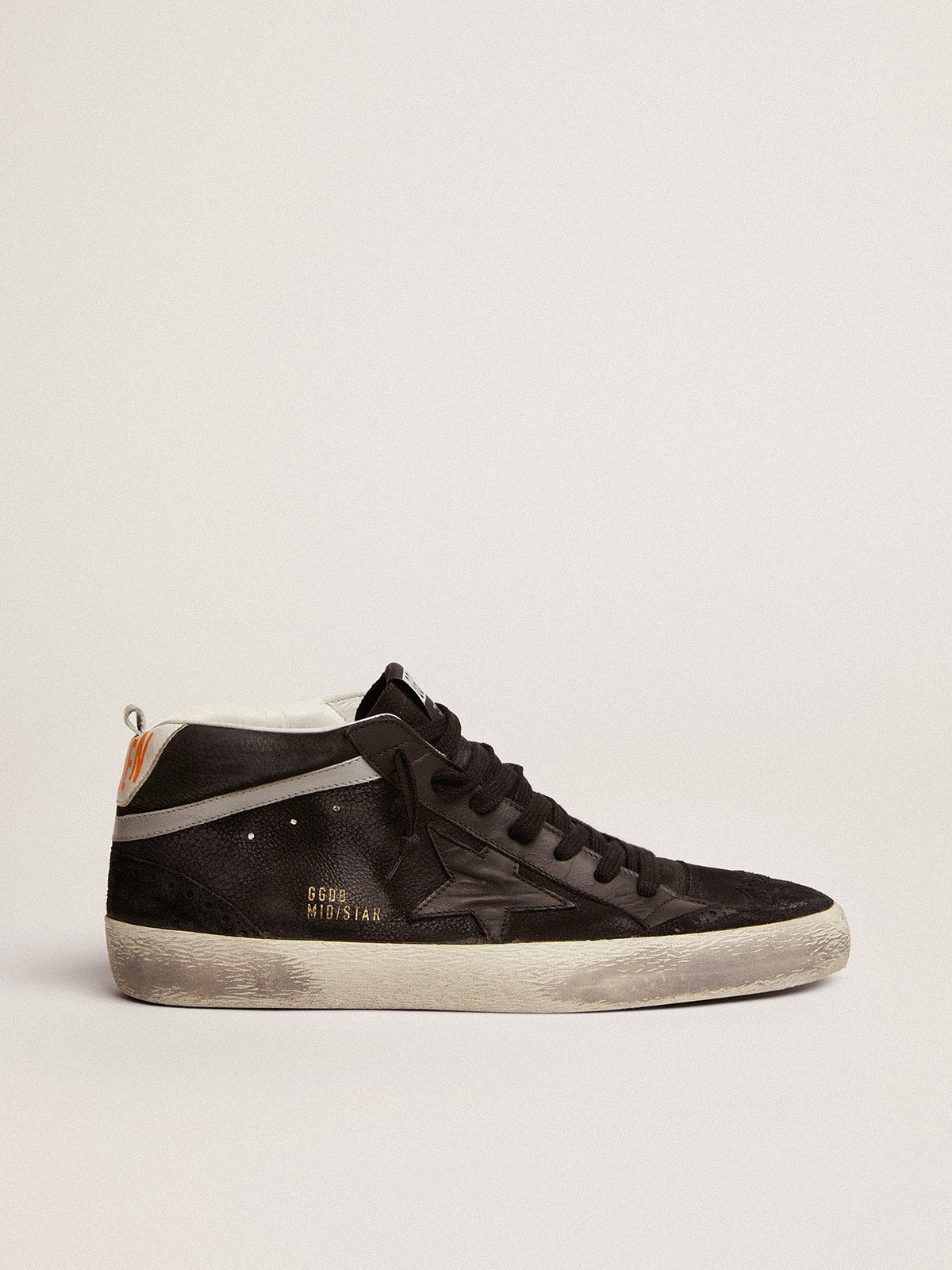 Men's Mid Star in nubuck with black leather star and silver flash | Golden Goose