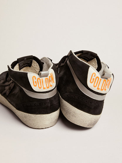 Men's Mid Star in nubuck with black leather star and silver flash | Golden Goose