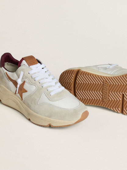 Men's Running Sole in nylon and suede with brown leather star and burgundy leather heel tab | Golden Goose