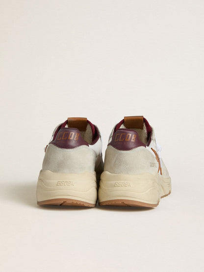 Men's Running Sole in nylon and suede with brown leather star and burgundy leather heel tab | Golden Goose