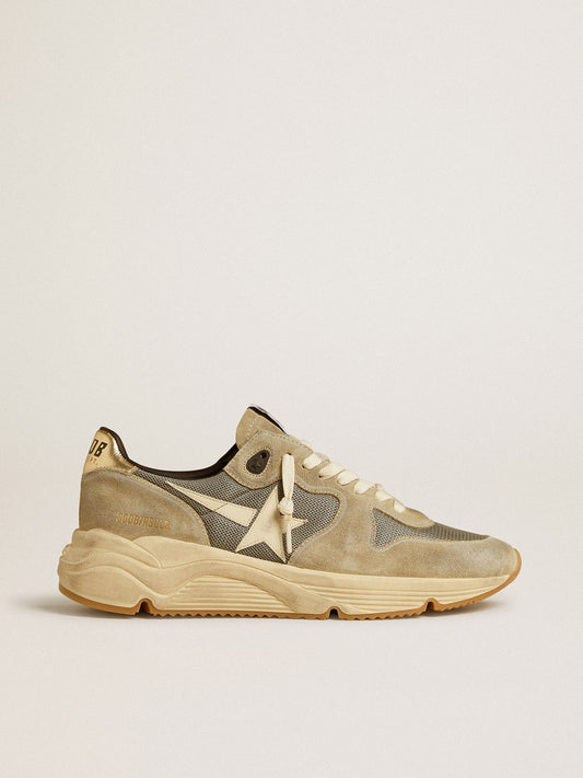 Running Sole in gray suede with white star and white heel tab | Golden Goose
