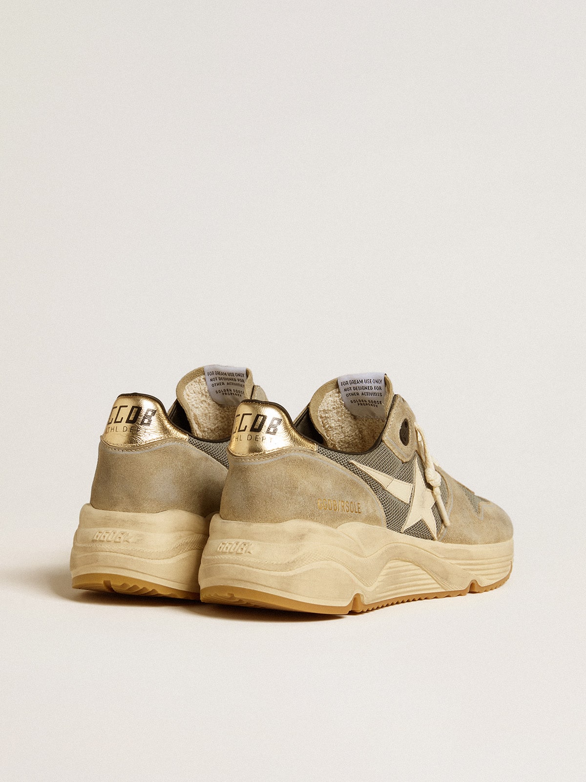 Running Sole in gray suede with white star and white heel tab | Golden Goose