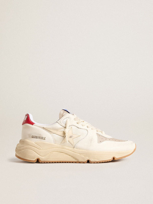 Men’s Running Sole in nappa leather with beige leather star and red heel tab | Golden Goose