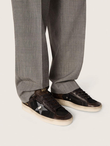 Men's Stardan in brown suede and black mesh with white leather star and nappa leather inserts | Golden Goose