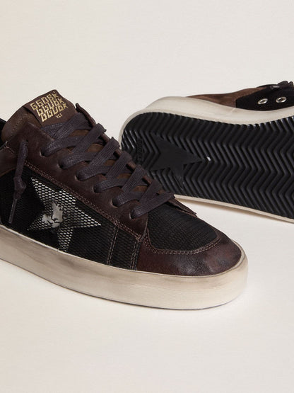 Men's Stardan in brown suede and black mesh with white leather star and nappa leather inserts | Golden Goose