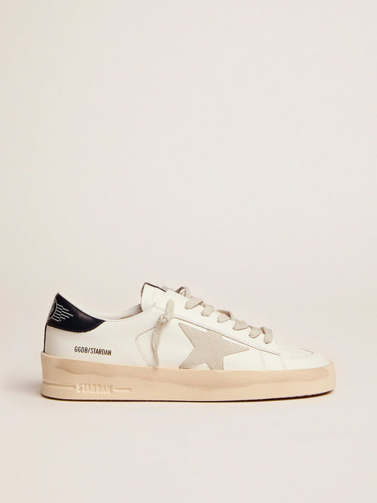 Men's Stardan with star in ice-gray suede and blu-navy heel tab | Golden Goose