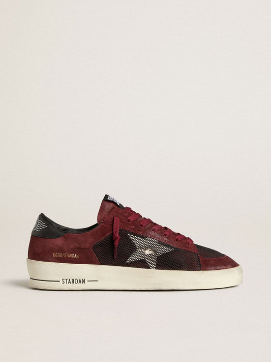 Men's Stardan in black mesh and burgundy suede with white leather star | Golden Goose