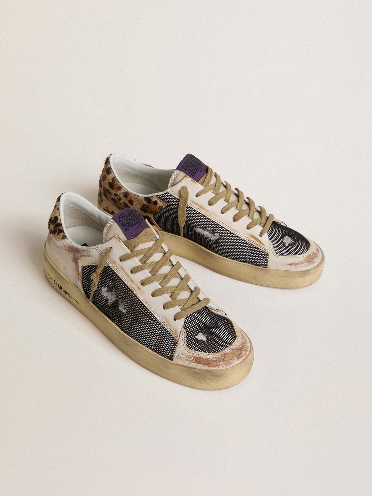 Men's Stardan in nappa and mesh with leopard-print pony skin heel tab | Golden Goose