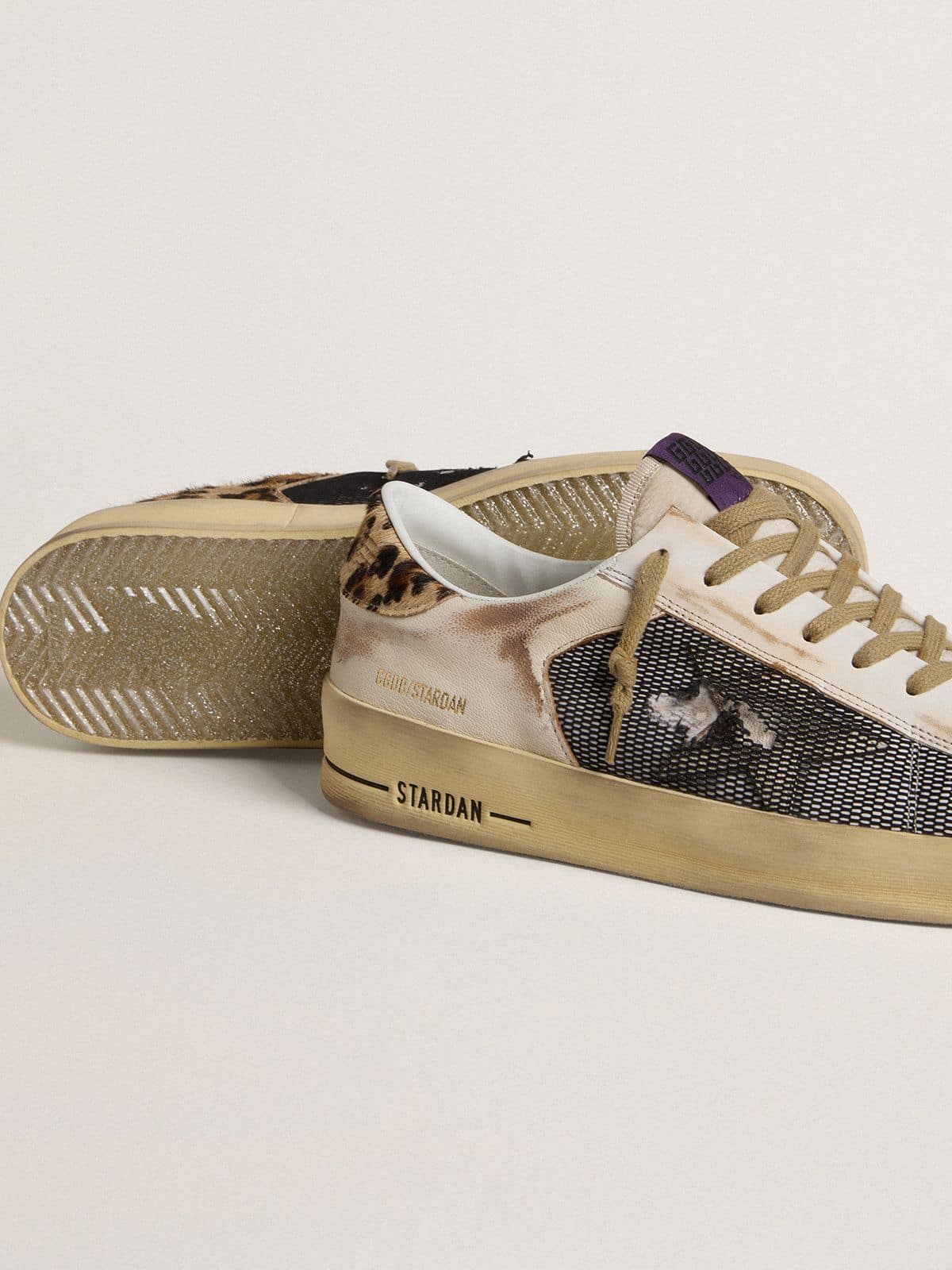 Men's Stardan in nappa and mesh with leopard-print pony skin heel tab | Golden Goose