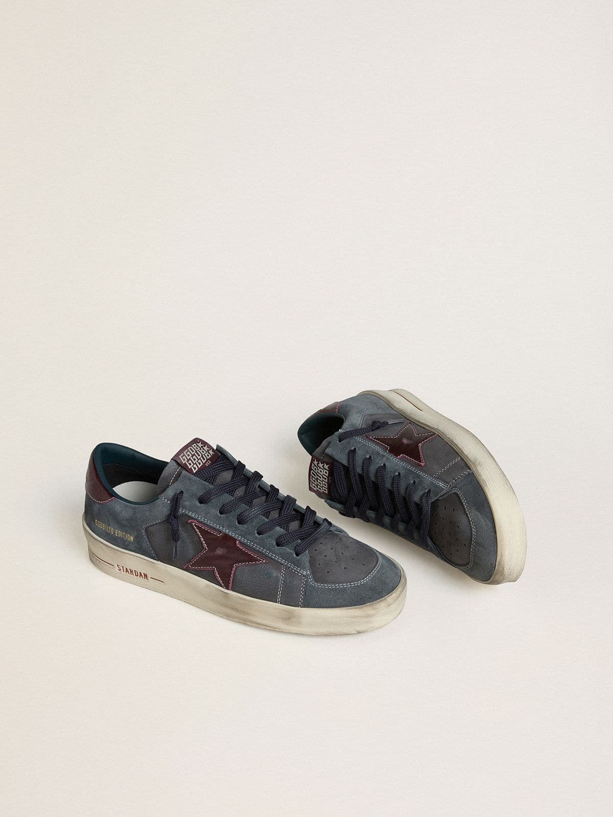 Men's Stardan LTD in anthracite nubuck and blue suede with metallic leather star | Golden Goose