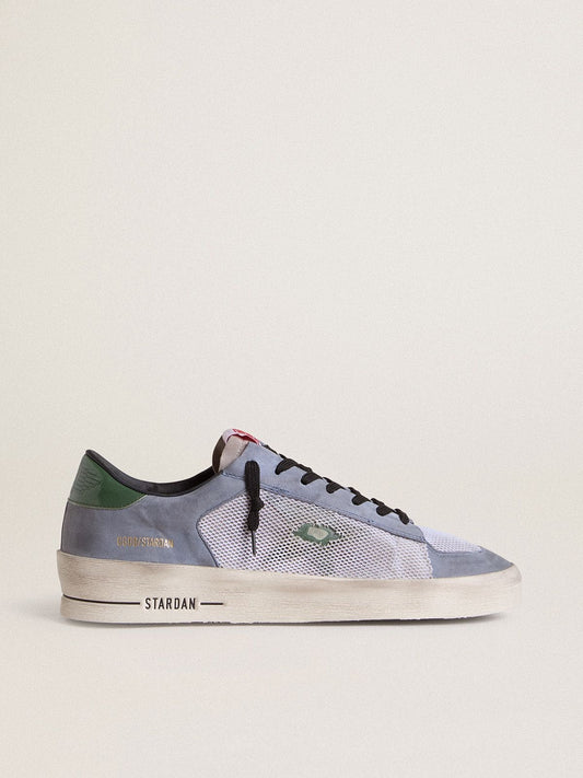 Men's Stardan in powder-blue suede with green leather star and heel tab | Golden Goose