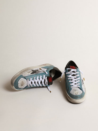 Men's Stardan in distressed mesh and petrol-colored upper | Golden Goose