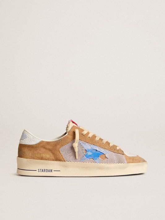 Men's Stardan LTD in tobacco suede and mesh with blue star and leather heel tab | Golden Goose