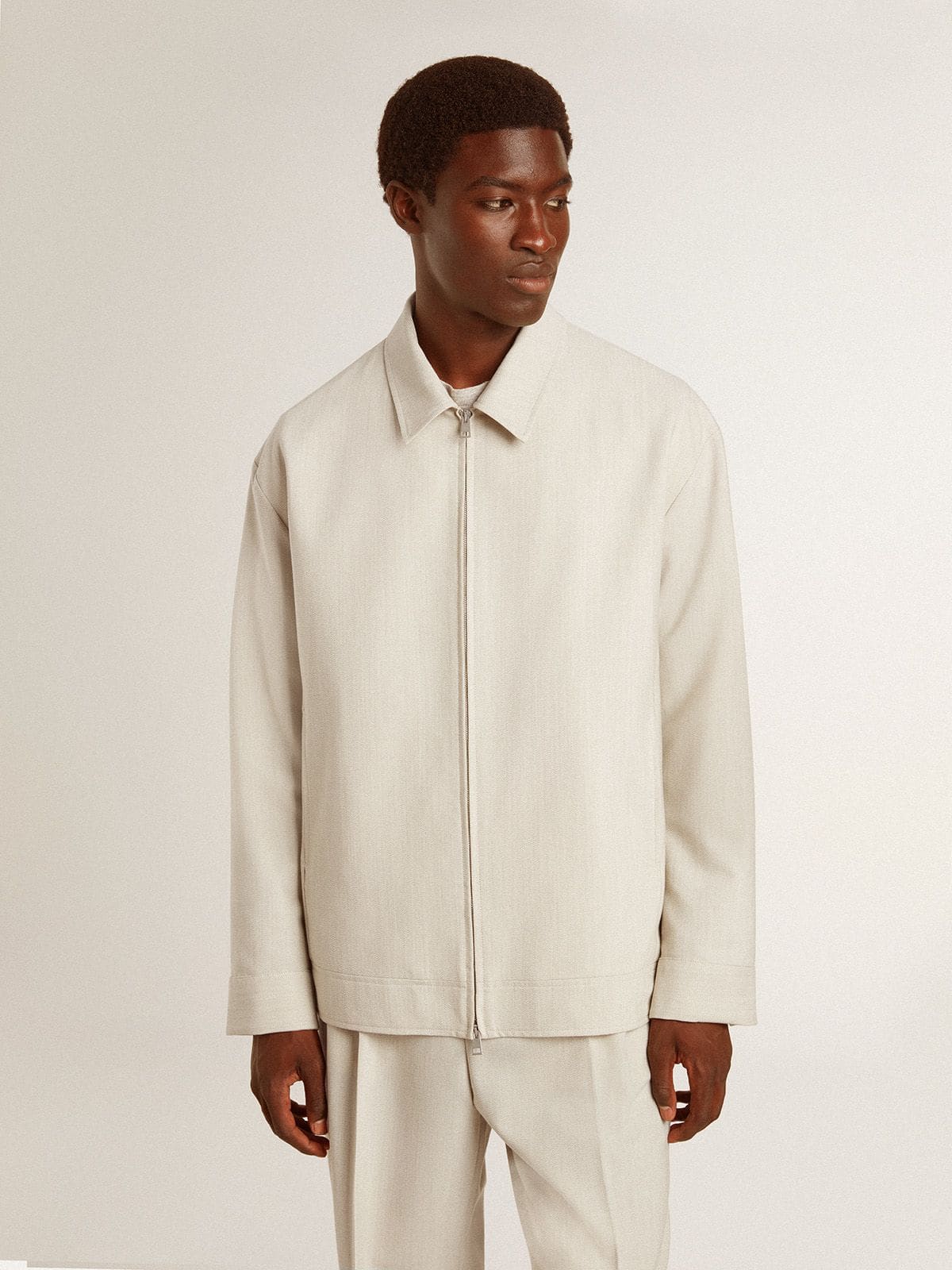 Men's khaki wool blend coach jacket | Golden Goose