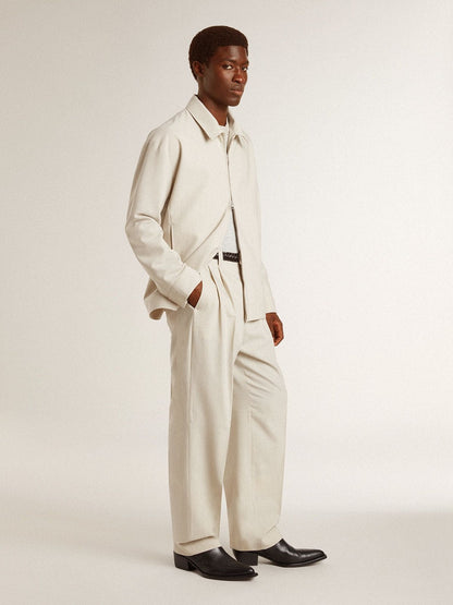 Men's khaki wool blend coach jacket | Golden Goose