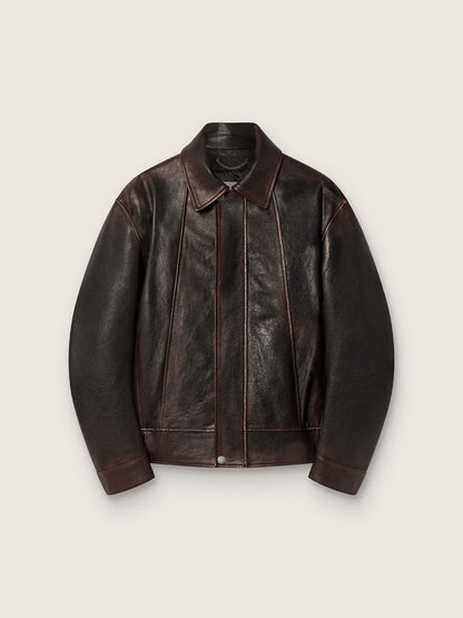 Men’s bomber jacket in burgundy nappa leather | Golden Goose