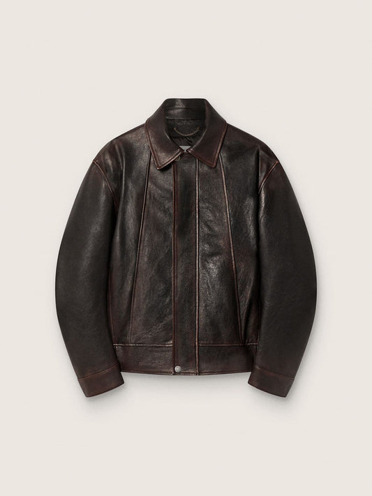 Men’s bomber jacket in burgundy nappa leather | Golden Goose