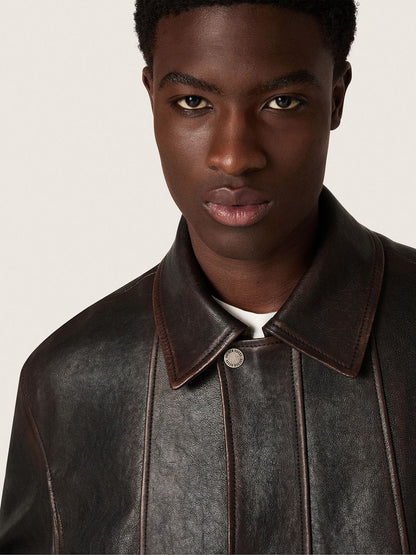 Men’s bomber jacket in burgundy nappa leather | Golden Goose