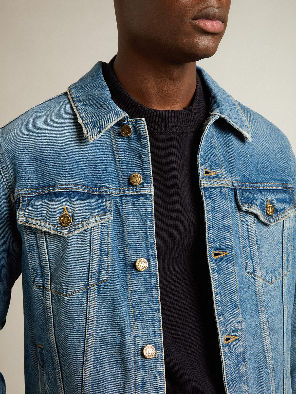 Men's denim jacket with medium wash | Golden Goose