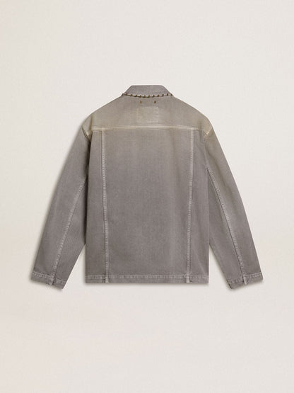 Men's gray denim jacket with studs | Golden Goose