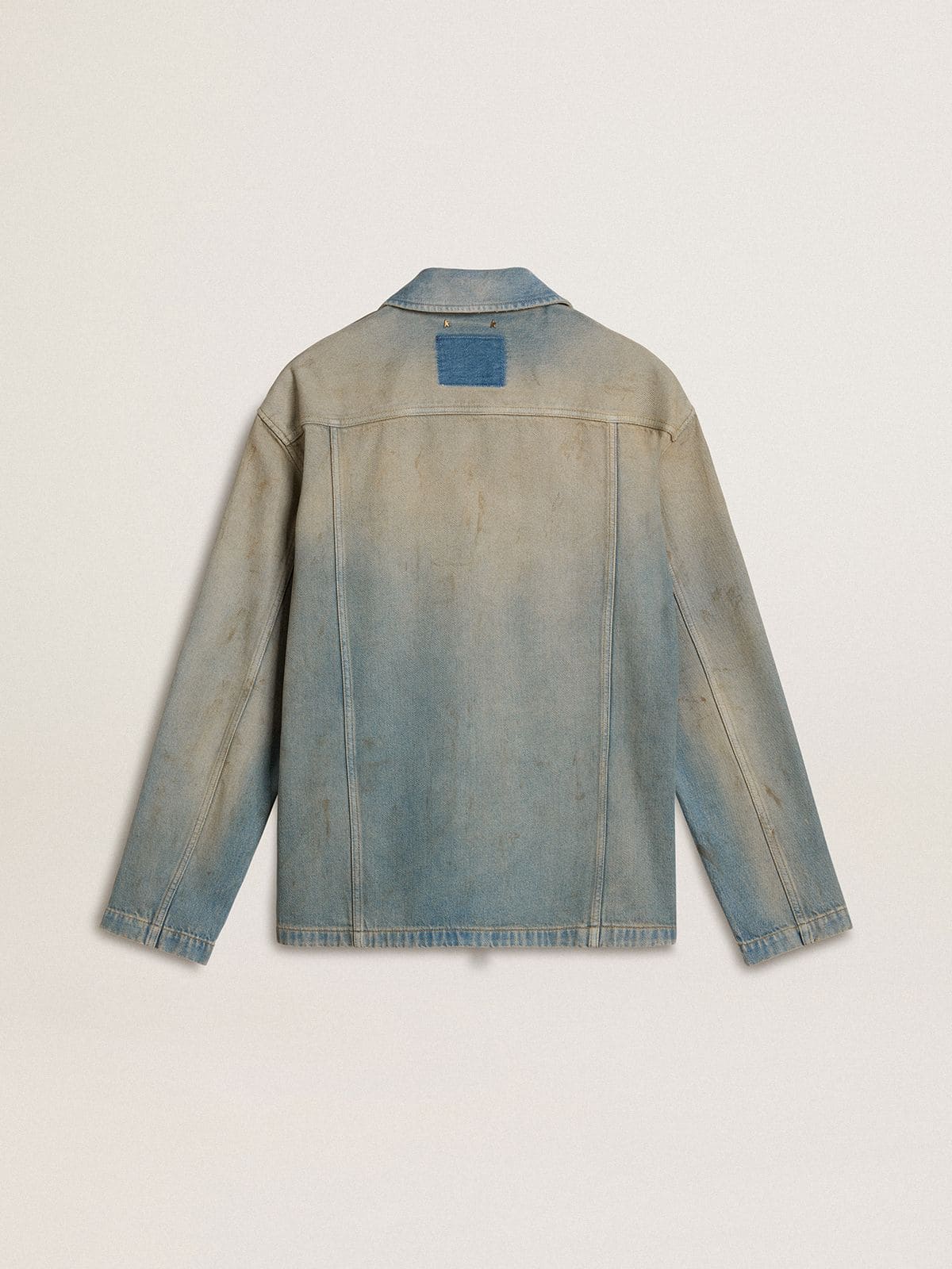 Men's distressed-effect denim jacket with zip | Golden Goose