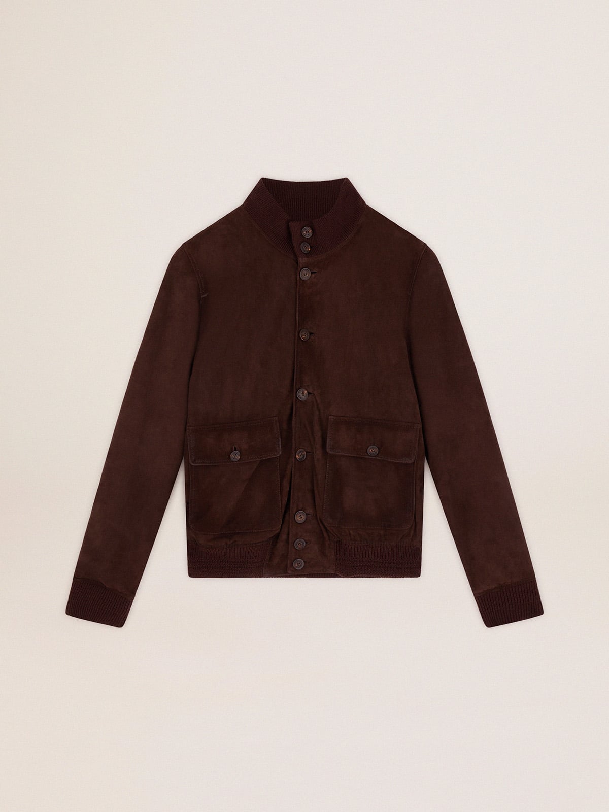 Golden Collection flight jacket in dark brown suede | Golden Goose