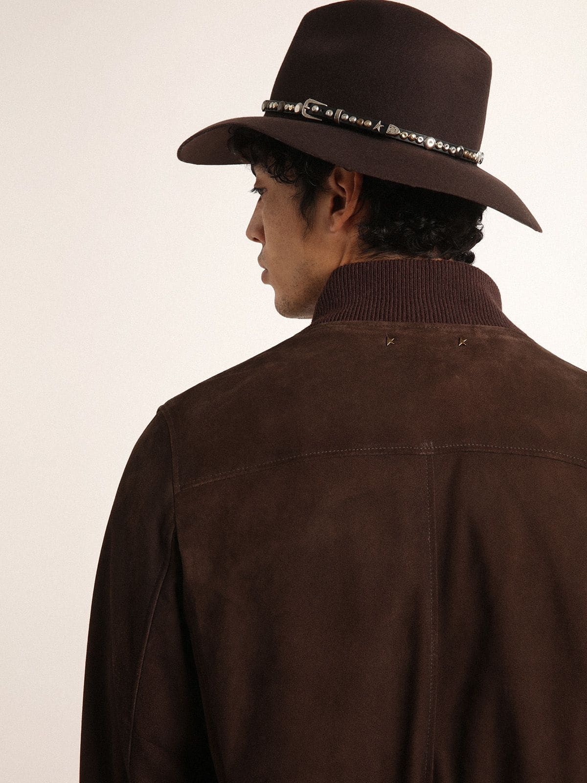 Golden Collection flight jacket in dark brown suede | Golden Goose