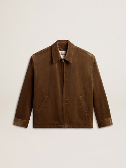 Men's olive-green corduroy jacket | Golden Goose