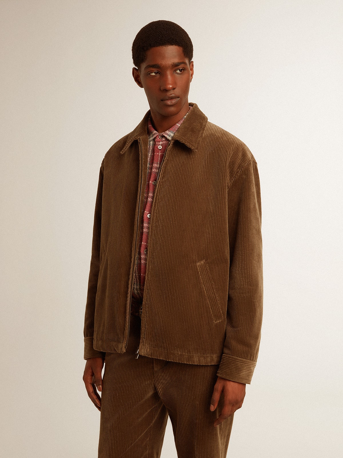 Men's olive-green corduroy jacket | Golden Goose
