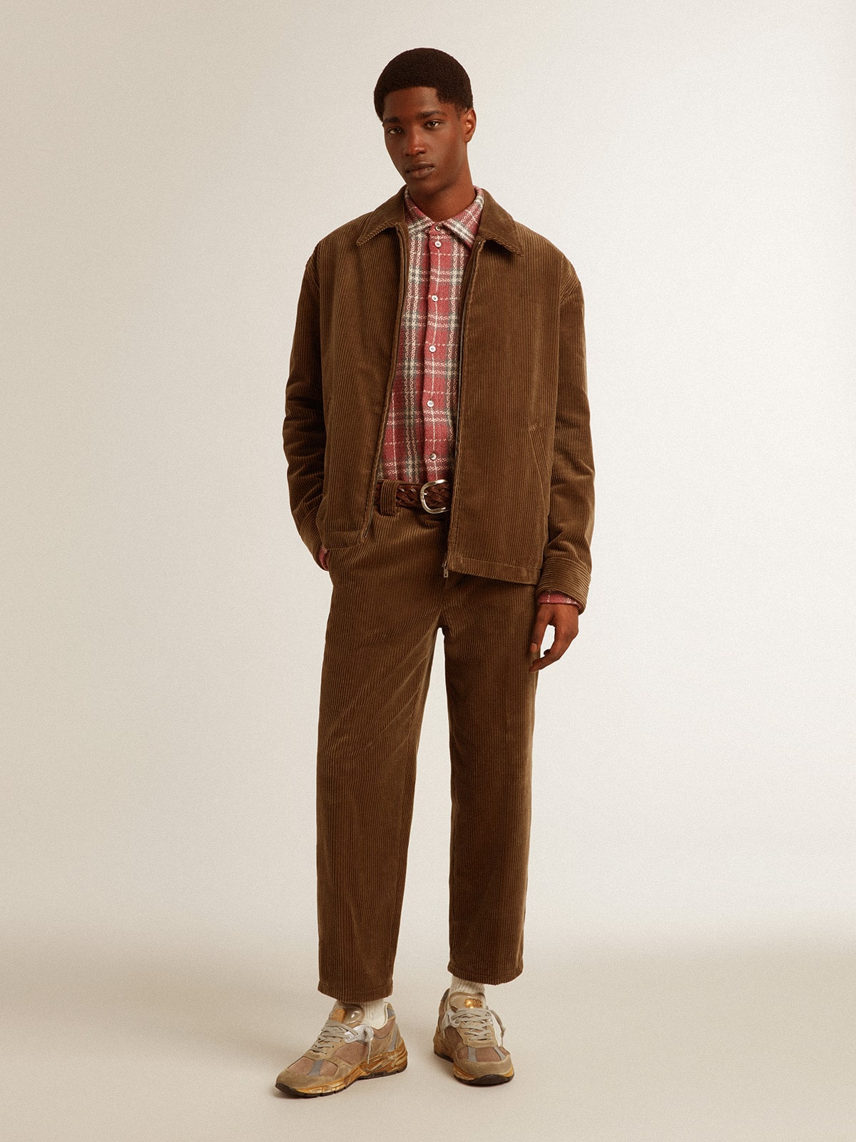 Men's olive-green corduroy jacket | Golden Goose