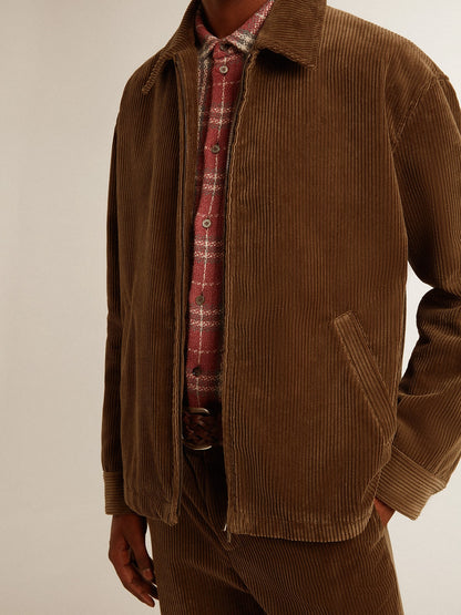 Men's olive-green corduroy jacket | Golden Goose