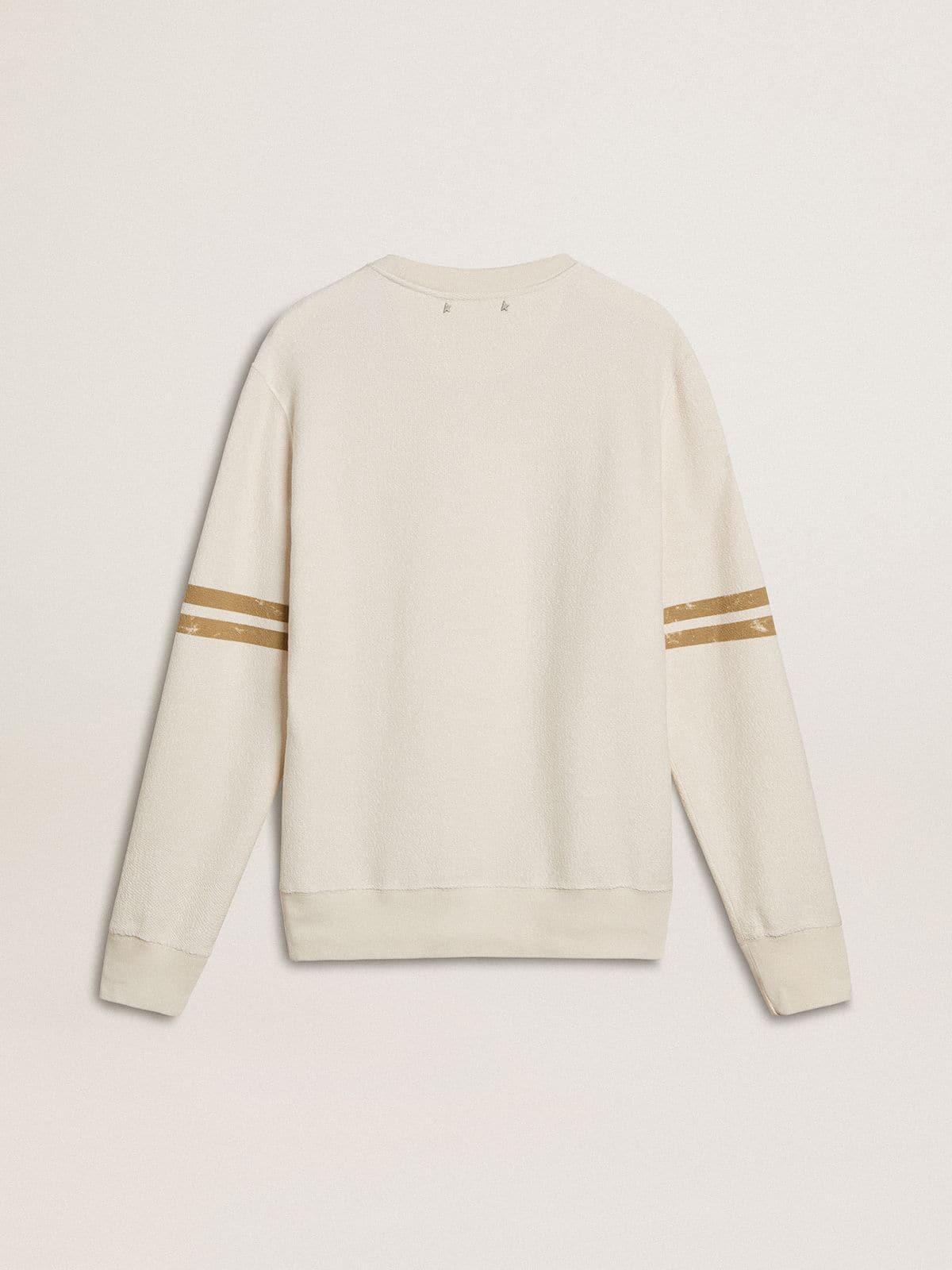 Men's white cotton sweatshirt with front print | Golden Goose