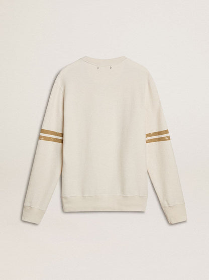 Men's white cotton sweatshirt with front print | Golden Goose