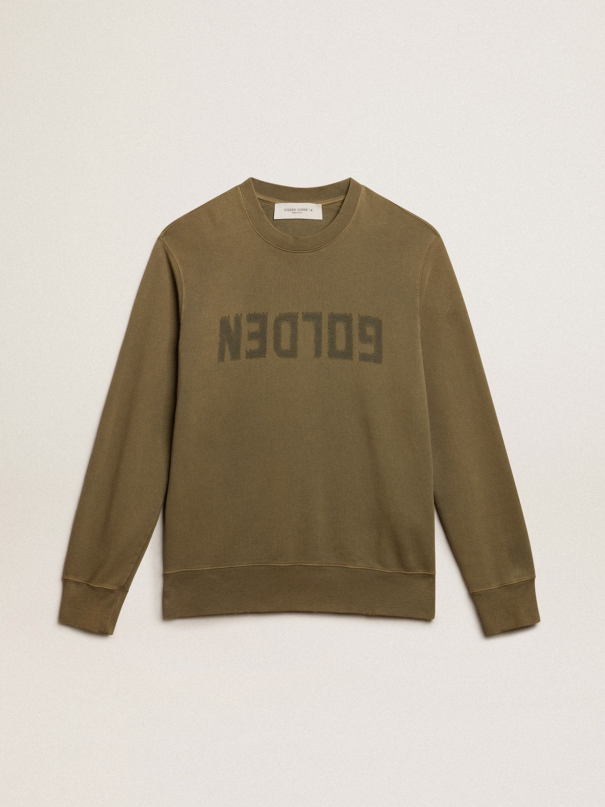Men's olive green sweatshirt with Golden lettering | Golden Goose