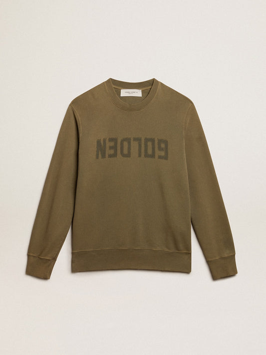 Men's olive green sweatshirt with Golden lettering | Golden Goose