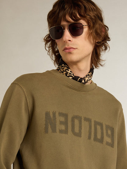 Men's olive green sweatshirt with Golden lettering | Golden Goose