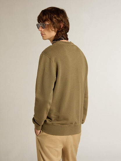 Men's olive green sweatshirt with Golden lettering | Golden Goose